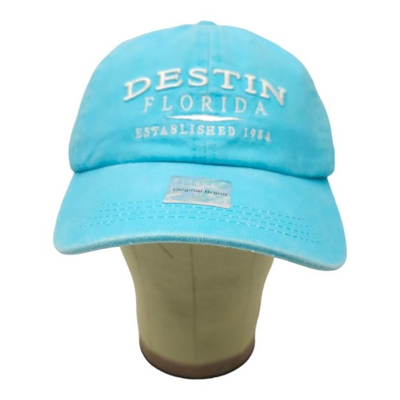 DK Embroidery Destin Florida Light Blue Strapback Cap 50+ UPF Baseball Hat NEW - Picture 9 of 13